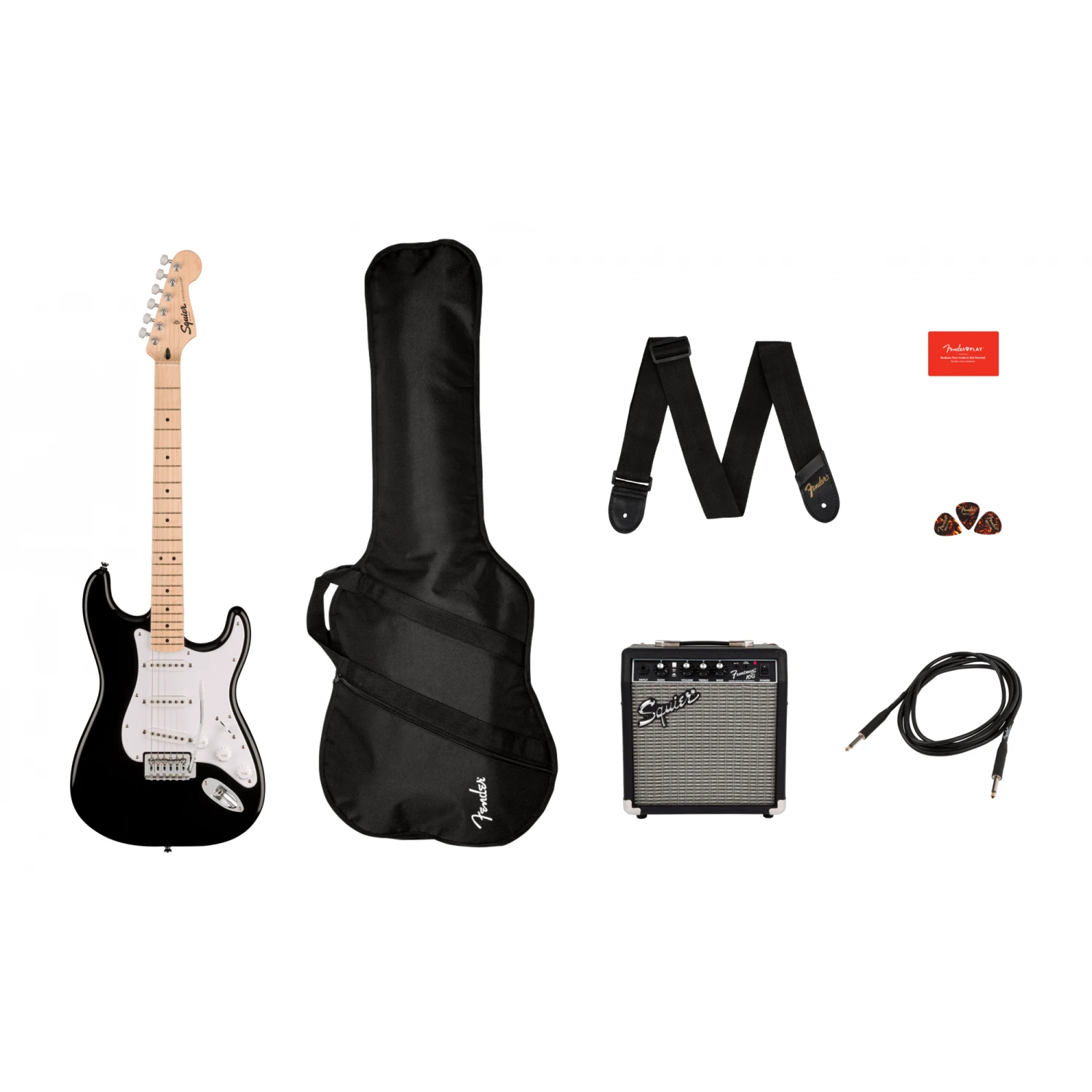 Squier Sonic Series Stratocaster Starter Pack In Black 3 Squier Sonic Series Stratocaster Starter Pack In Black