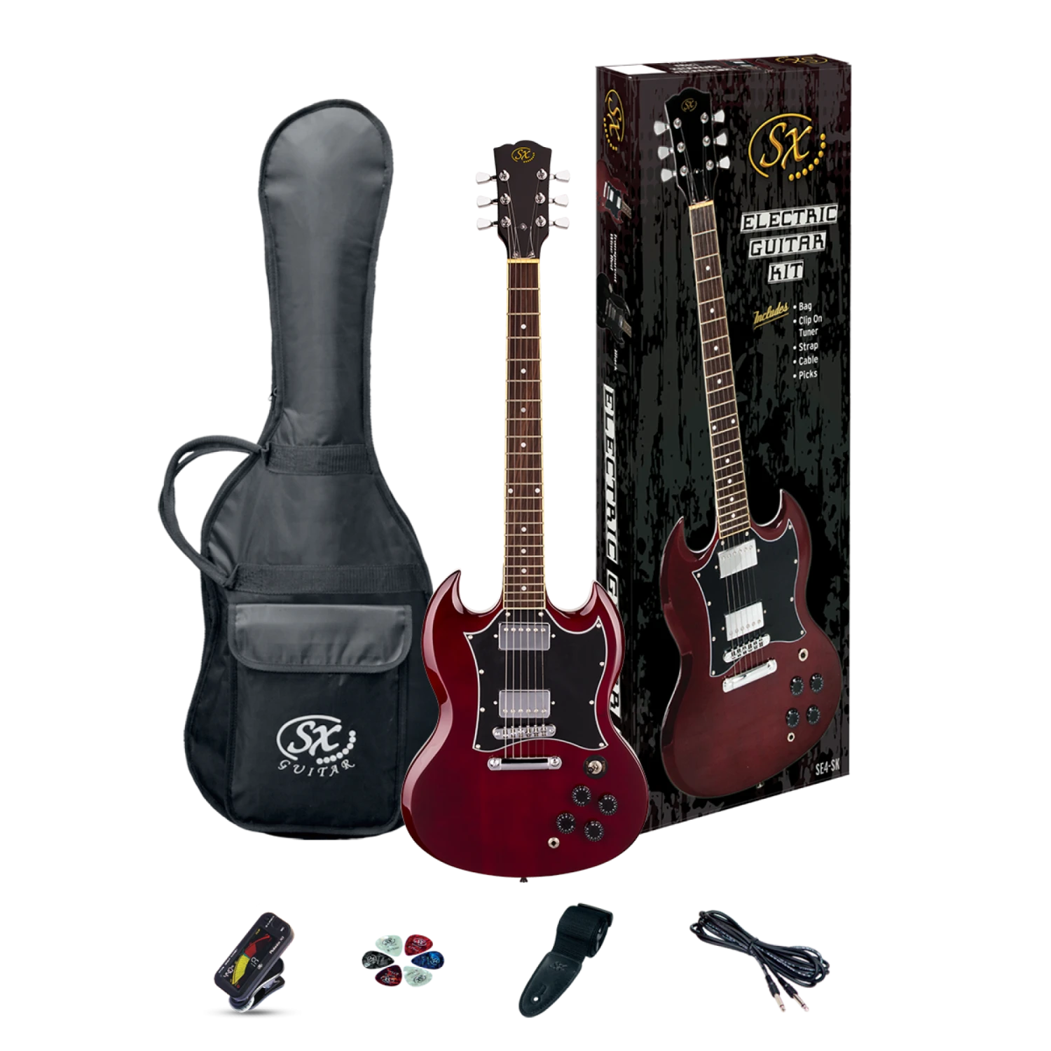 SX SG Style Electric Guitar Kit In Transparent Wine Red 3 SX SG Style Electric Guitar Kit In Transparent Wine Red