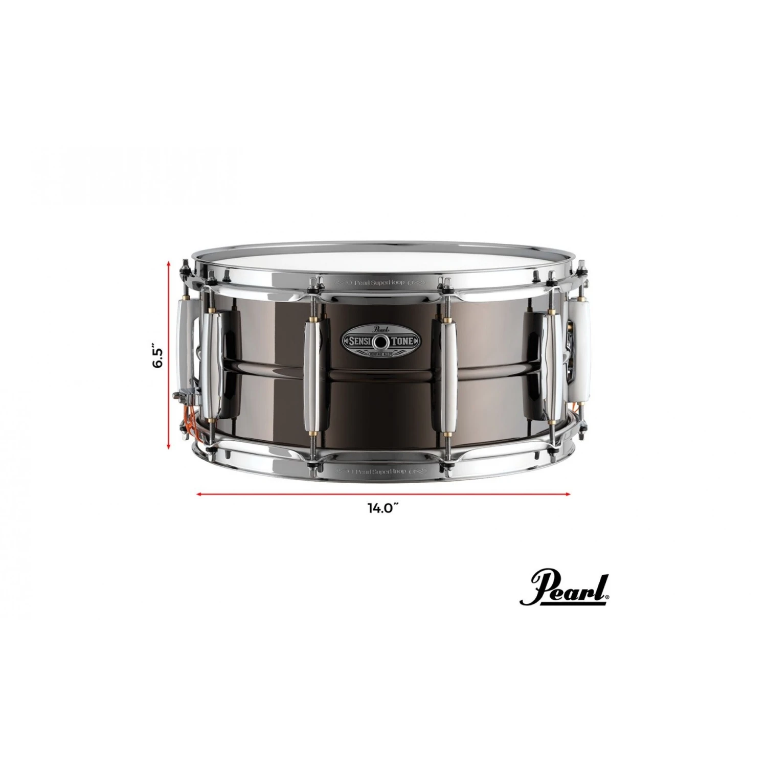 Pearl 14"x 6.5" Sensitone Heritage Black Brass Snare Drum 3 Pearl 14"x 6.5" Sensitone Heritage Black Brass Snare Drum