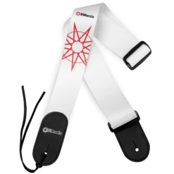 DiMARZIO - DD3149 Artist Series Jim Root #4 White 2 Inch Nylon Strap. White With Red Nonagram.