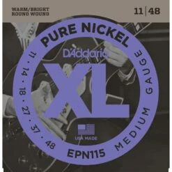 D'Addario EPN115 Pure Nickel Electric Guitar Strings Blues/Jazz Rock 11-48
