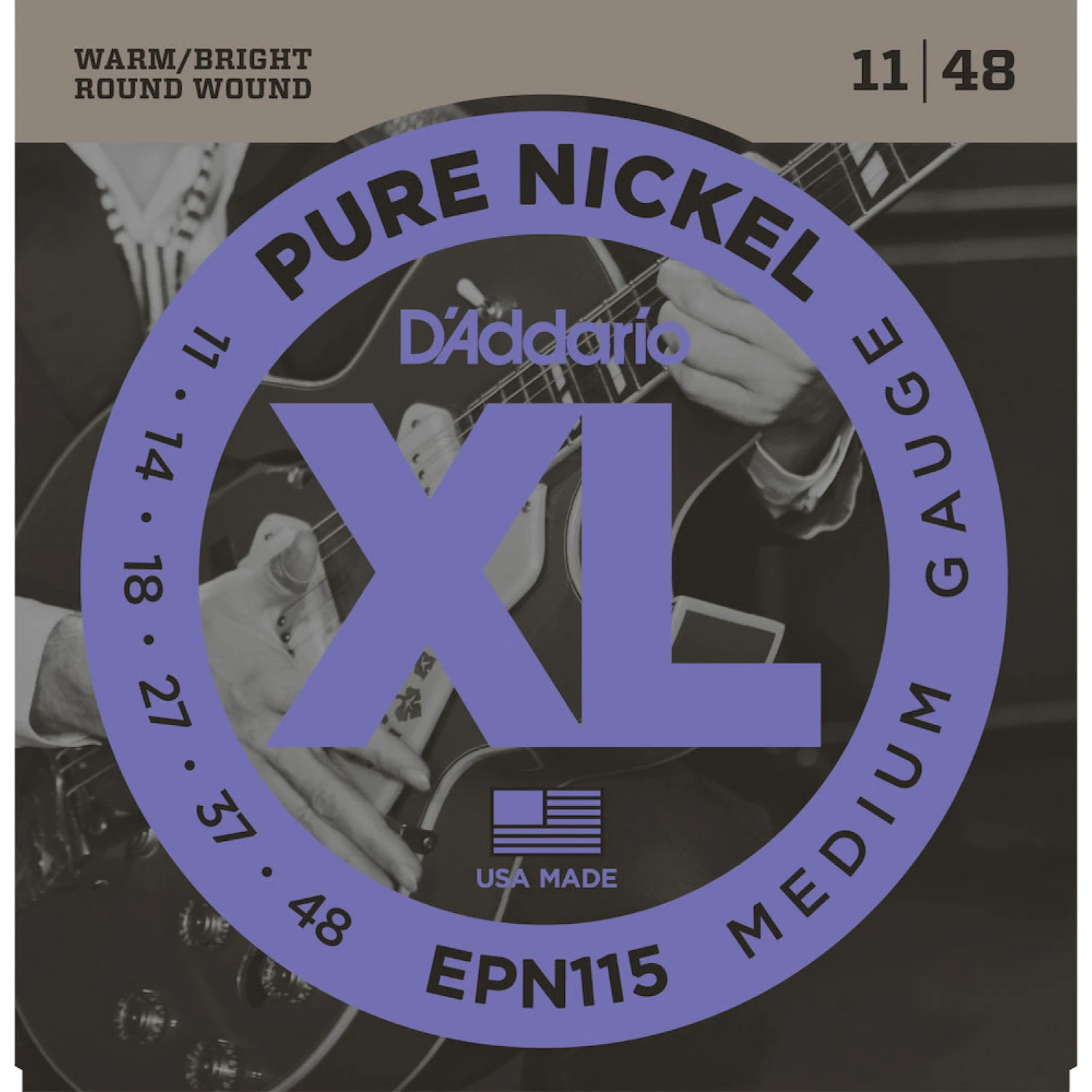 D'Addario EPN115 Pure Nickel Electric Guitar Strings Blues/Jazz Rock 11-48 3 D'Addario EPN115 Pure Nickel Electric Guitar Strings Blues/Jazz Rock 11-48