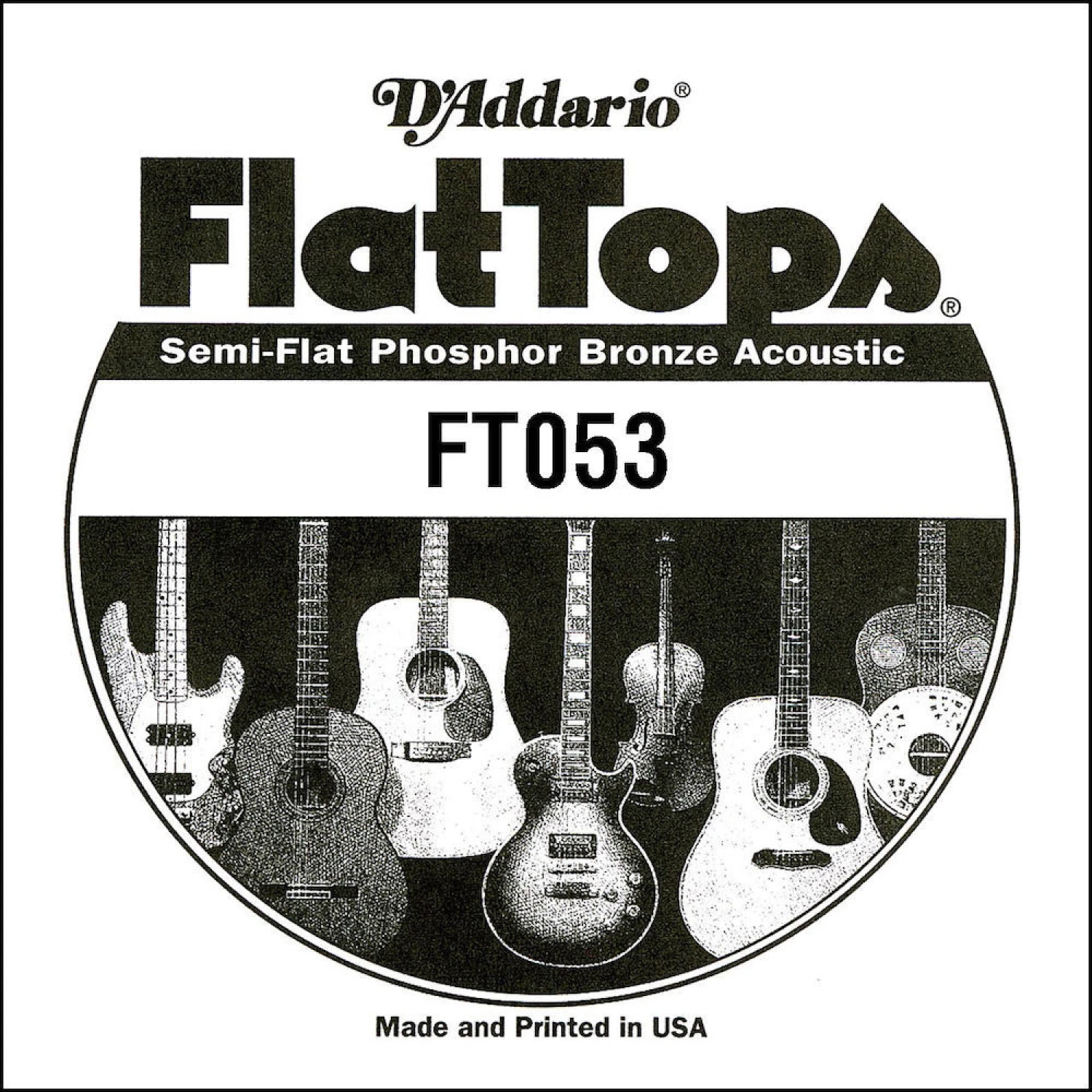 D'Addario FT053 Semi-Flat Phosphor Bronze Acoustic Guitar Single String .053 3 D'Addario FT053 Semi-Flat Phosphor Bronze Acoustic Guitar Single String .053