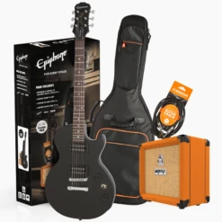 Epiphone Les Paul Special E1 Ebony Electric Guitar Pack With Orange Crush 12 Amplifier, Armour Gig Bag And Lead