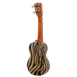 Mahalo MA1ZE - Soprano Ukulele. "ZEBRA" -Musical Instrument Store MA1ZE back left.png