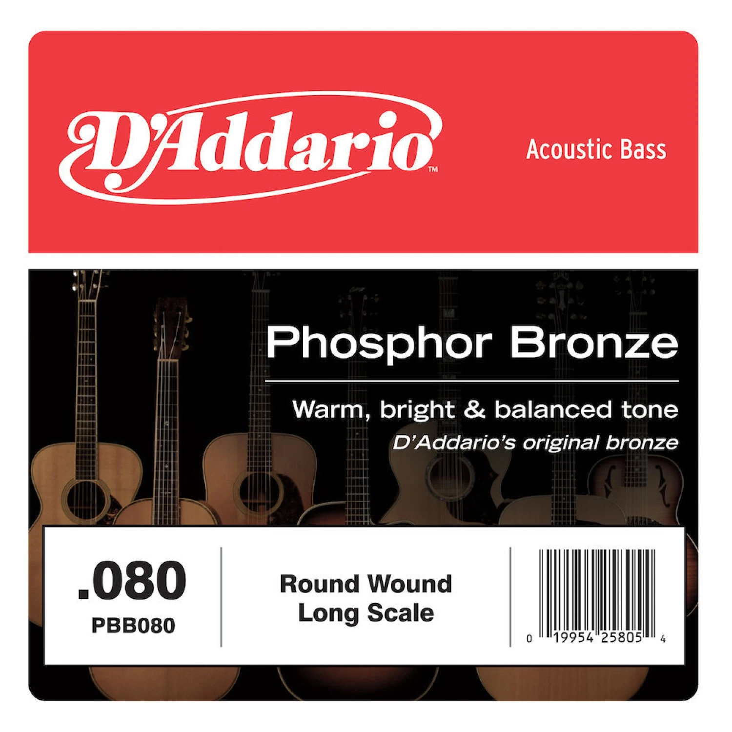 D'Addario PBB080 Phosphor Bronze Acoustic Bass Single Strings Long Scale .080 3 D'Addario PBB080 Phosphor Bronze Acoustic Bass Single Strings Long Scale .080
