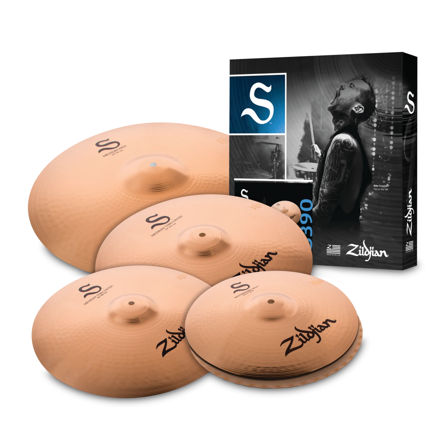 Zildjian S390 S Family 4 Way Cymbal Set Pack 14/16/18/20 3 Zildjian S390 S Family 4 Way Cymbal Set Pack 14/16/18/20