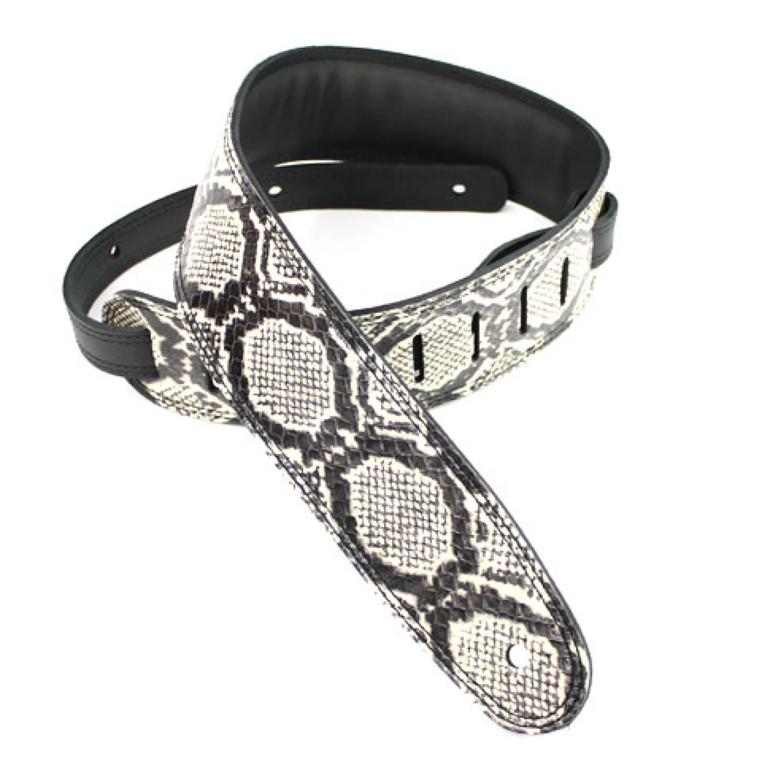 DSL Straps - SKG25-33-1 Snakeskin White & Black Guitar Strap 3 DSL Straps - SKG25-33-1 Snakeskin White & Black Guitar Strap