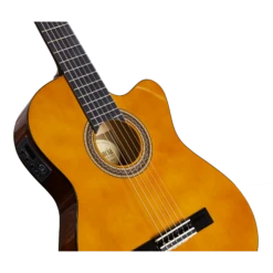 Valencia VC104TCE 4/4 Size Thin Body Electric/acoustic Classical Guitar With Venetian Cutaway. 12 Valencia VC104TCE 4/4 Size Thin Body Electric/acoustic Classical Guitar With Venetian Cutaway. -Musical Instrument Store VC104TCE body.png