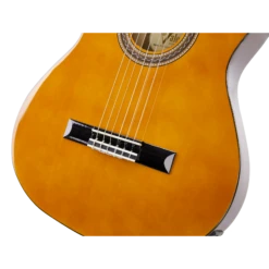 Valencia VC104TCE 4/4 Size Thin Body Electric/acoustic Classical Guitar With Venetian Cutaway. 13 Valencia VC104TCE 4/4 Size Thin Body Electric/acoustic Classical Guitar With Venetian Cutaway. -Musical Instrument Store VC104TCE bridge.png
