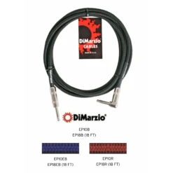DiMarzio 018ft Braided Guitar Cable With Right Angle In Electric Blue