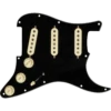 Pre-Wired Strat Pickguard, Custom Shop Fat 50's SSS, Black 11 Hole PG 2 Pre-Wired Strat Pickguard, Custom Shop Fat 50's SSS, Black 11 Hole PG -Musical Instrument Store fen scratch fat blk
