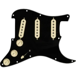 Pre-Wired Strat Pickguard, Custom Shop Fat 50's SSS, Black 11 Hole PG