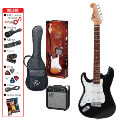 SX Left Handed 3/4 Electric Guitar Pack In Black