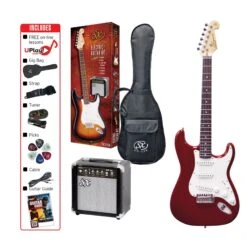 SX 4/4 Size Electric Guitar Kit In Candy Apple Red