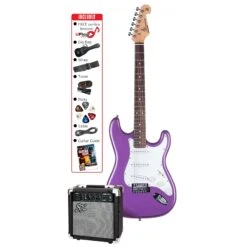 SX 4/4 Size Electric Guitar Kit In Metallic Purple