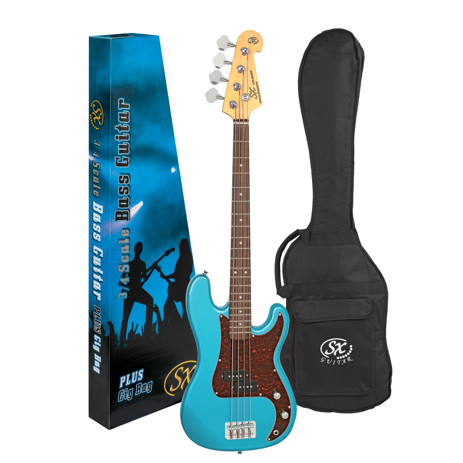 SX VEP34 3/4 Size Vintage Style Bass Guitar In Lake Placid Blue 3 SX VEP34 3/4 Size Vintage Style Bass Guitar In Lake Placid Blue